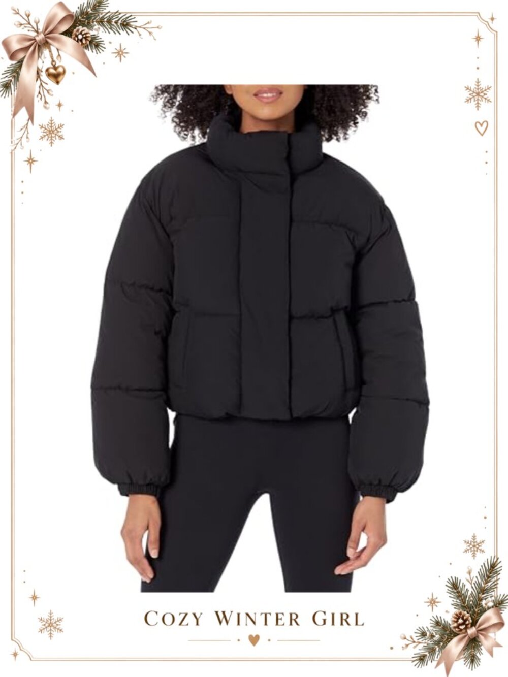 Womens Cropped Puffer Jacket Water-Resistant Quilted Winter Coat